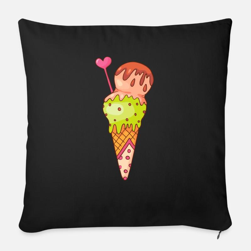 Eis Speiseeis Eiskrem Eiscreme Kugeleis Eisbecher - Sofakissenbezug 45 x 45 cm - Schwarz