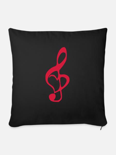 Musik, Herz - Sofakissenbezug 45 x 45 cm - Schwarz