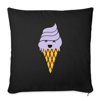 crème glacée - crème glacée de gaufre - Housse de coussin décorative 45 x 45 cm - noir - Devant