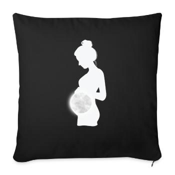 enceinte avec une tres belle lune - Housse de coussin décorative 45 x 45 cm - noir - Devant