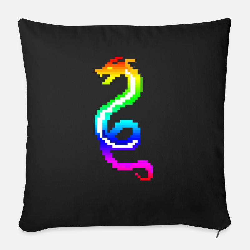Bunter Retro-Drache - Sofakissenbezug 45 x 45 cm - Schwarz