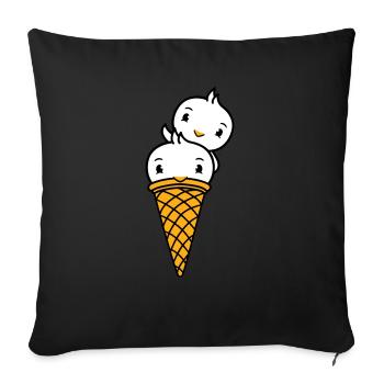 Birds Cream Waffle Cream Scoops Cream Cream Cone - Sofa pillowcase 17,3'' x 17,3'' (45 x 45 cm) - black - Front