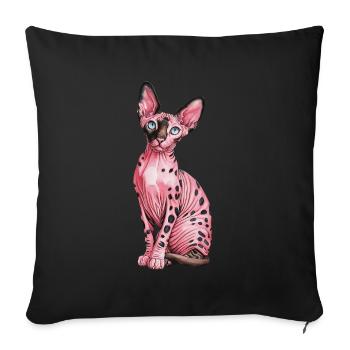 Chat Sphynx pour les amoureux des chats - Housse de coussin décorative 45 x 45 cm - noir - Devant