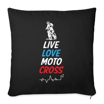 Live Love Motocross - Sofa pillowcase 17,3'' x 17,3'' (45 x 45 cm) - black - Front