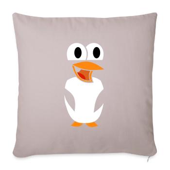 Lustiger Pinguin - Sofakissenbezug 45 x 45 cm - helles Taupe - Vorne