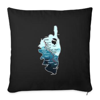 GR20 GR 20 Carte Corse randonnée gr 20 - Housse de coussin décorative 45 x 45 cm - noir - Devant