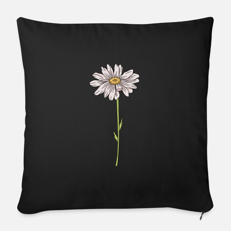 Wiesenblume Margerite / Gänseblümchen - Sofakissenbezug 45 x 45 cm - Schwarz