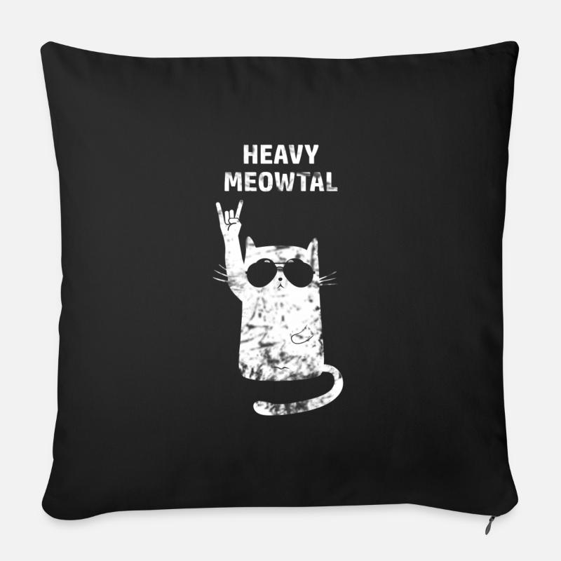 Heavy Metal Katze - Sofakissenbezug 45 x 45 cm - Schwarz