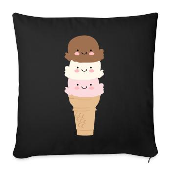 ice cream - Sofa pillowcase 17,3'' x 17,3'' (45 x 45 cm) - black - Front