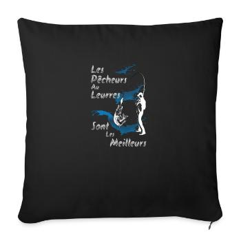 Je peux pas j'ai pêche pêche pêche pêche pêche - Housse de coussin décorative 45 x 45 cm - noir - Devant
