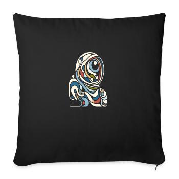 Farbenfroher Astro Style - Sofakissenbezug 45 x 45 cm - Schwarz - Vorne