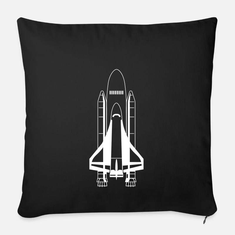 Navette spatiale fusée espace voyage dans l'espace - Housse de coussin décorative 45 x 45 cm - noir
