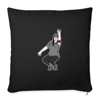 Petanque Spielerin Linkshänderin - Sofakissenbezug 45 x 45 cm - Schwarz - Vorne