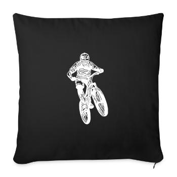Mountainbiker springt mit Fahrrad - Sofakissenbezug 45 x 45 cm - Schwarz - Vorne
