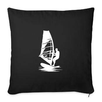 Planche à voile Voile, Voile, Eau, Vent et voiles - Housse de coussin décorative 45 x 45 cm - noir - Devant