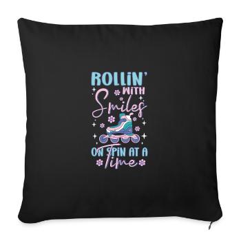 Inline Rollerblades Blade Rollin With Smiles Gifts - Sofa pillowcase 17,3'' x 17,3'' (45 x 45 cm) - black - Front