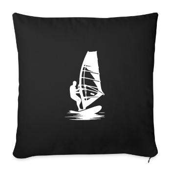 Véliplanchistes sur l’eau Planche à voile sur le lac - Housse de coussin décorative 45 x 45 cm - noir - Devant