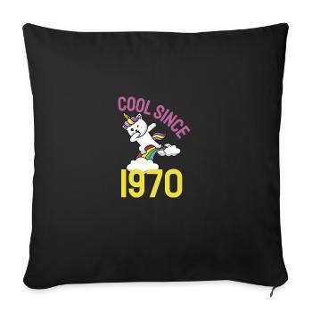 Cool depuis 1970 Dabbing cat 52ème anniversaire - Housse de coussin décorative 45 x 45 cm - noir - Devant