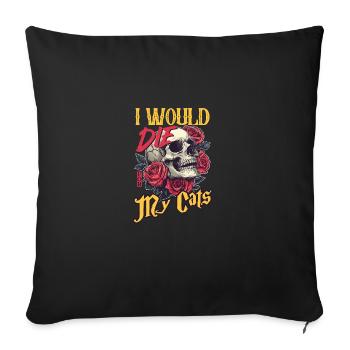 Je mourrais pour le crâne et les roses de mon chat - Housse de coussin décorative 45 x 45 cm - noir - Devant