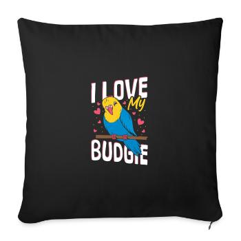 Budgie Care Perruche oiseau parlant - Housse de coussin décorative 45 x 45 cm - noir - Devant