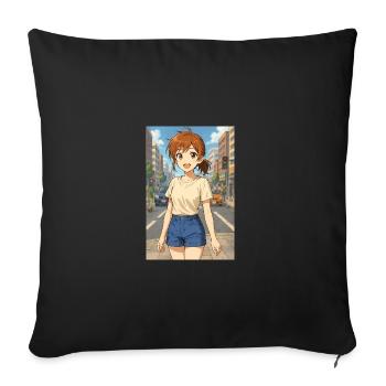 Glückliche junge Frau - Sofakissenbezug 45 x 45 cm - Schwarz - Vorne