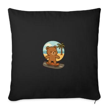 Teddy bear on a skateboard - Sofa pillowcase 17,3'' x 17,3'' (45 x 45 cm) - black - Front