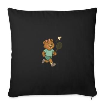 Badminton - Bear - Sofa pillowcase 17,3'' x 17,3'' (45 x 45 cm) - black - Front