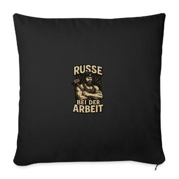 Russe bei der Arbeit - Sofakissenbezug 45 x 45 cm - Schwarz - Vorne