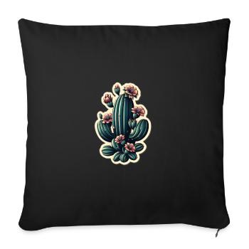 Kaktusblüten im Tattoo-Stil - Sofakissenbezug 45 x 45 cm - Schwarz - Vorne