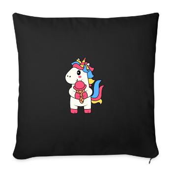 UNICORN UNICORN RAINBOW ICE CREAM BALL MOTIF - Sofa pillowcase 17,3'' x 17,3'' (45 x 45 cm) - black - Front