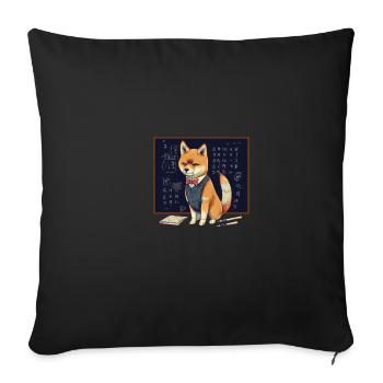 Dog Shiba Inu teacher lesson school blackboard - Sofa pillowcase 17,3'' x 17,3'' (45 x 45 cm) - black - Front