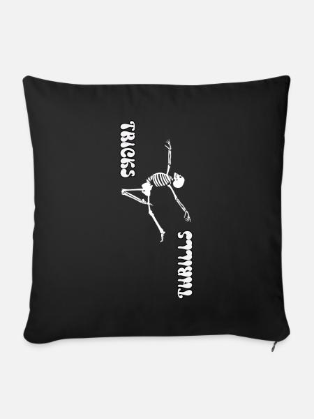 TRICKS ODER NERVENKITZEL, HALLOWEEN-SKELETTTANZ - Sofakissenbezug 45 x 45 cm - Schwarz