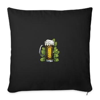 Hopfen Bierglas - Sofakissenbezug 45 x 45 cm - Schwarz - Vorne
