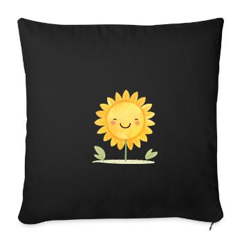 SONNE SONNENSCHEIN SONNENBLUME - Sofakissenbezug 45 x 45 cm - Schwarz - Vorne