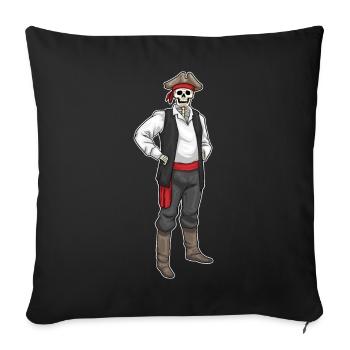 Skeleton Halloween Pirate - Sofa pillowcase 17,3'' x 17,3'' (45 x 45 cm) - black - Front