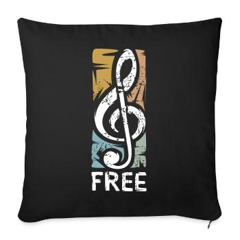 clef Free – musique dans le style vintage - Housse de coussin décorative 45 x 45 cm - noir - Devant