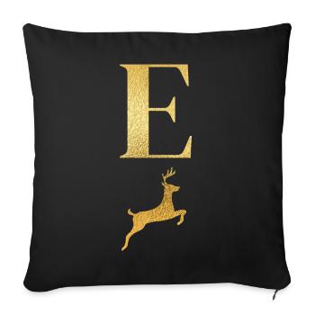 Letter e golden deer - gift idea - Sofa pillowcase 17,3'' x 17,3'' (45 x 45 cm) - black - Front
