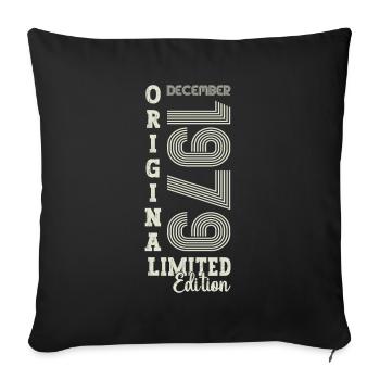 Cadeau original du 43e anniversaire de décembre 1979 - Housse de coussin décorative 45 x 45 cm - noir - Devant
