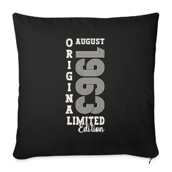60. Geburtstag Mann Original August Jahrgang 1963 - Sofakissenbezug 45 x 45 cm - Schwarz - Vorne