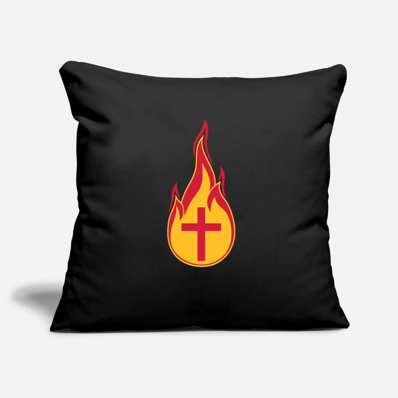 feu flammes chaud brûlé brûlé torche loder Housse de coussin décorative 45 x 45 cm