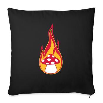fire burn flames hot mushroom fly agaric red p - Sofa pillowcase 17,3'' x 17,3'' (45 x 45 cm) - black - Front