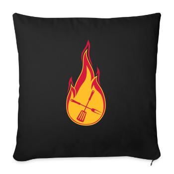 barbecue feu flammes chaud brûler des aliments - Housse de coussin décorative 45 x 45 cm - noir - Devant