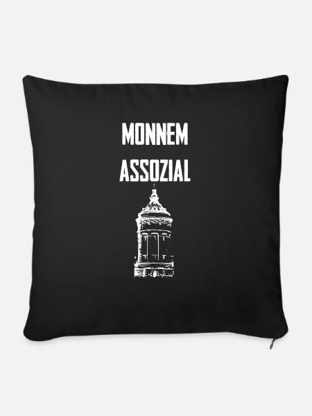 Monnem Assozial Wasserturm - Sofakissenbezug 45 x 45 cm - Schwarz