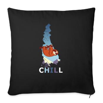 Chill Faultier Kletterer Kletter Klippe lustig - Sofakissenbezug 45 x 45 cm - Schwarz - Vorne