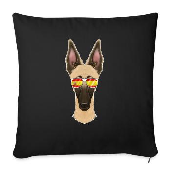 Malinois I Lunettes de Soleil Espagne I Drapeau Espagnol - Housse de coussin décorative 45 x 45 cm - noir - Devant