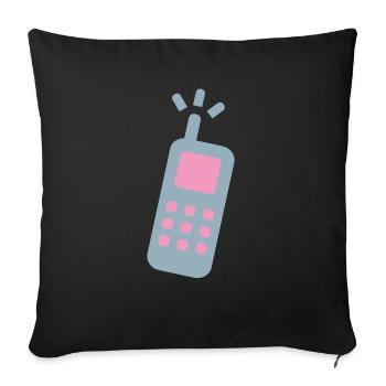 telefon handy cell fon call - Housse de coussin décorative 45 x 45 cm - noir - Devant