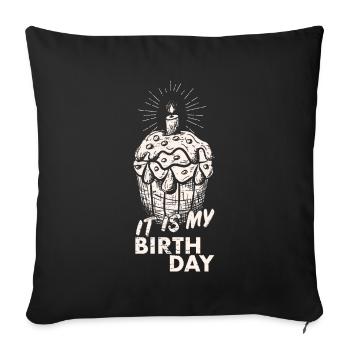 birthday - Sofa pillowcase 17,3'' x 17,3'' (45 x 45 cm) - black - Front
