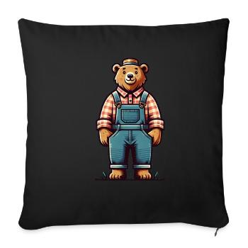 Cute Bear Farmer - Sofakissenbezug 45 x 45 cm - Schwarz - Vorne
