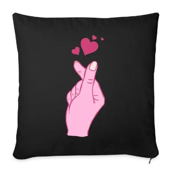 Finger Heart Korean Pop Music Symbole de la main - Housse de coussin décorative 45 x 45 cm - noir - Devant