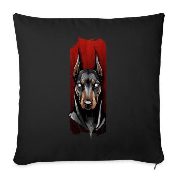 Vigilant Stare: Doberman's Gaze - Sofa pillowcase 17,3'' x 17,3'' (45 x 45 cm) - black - Front